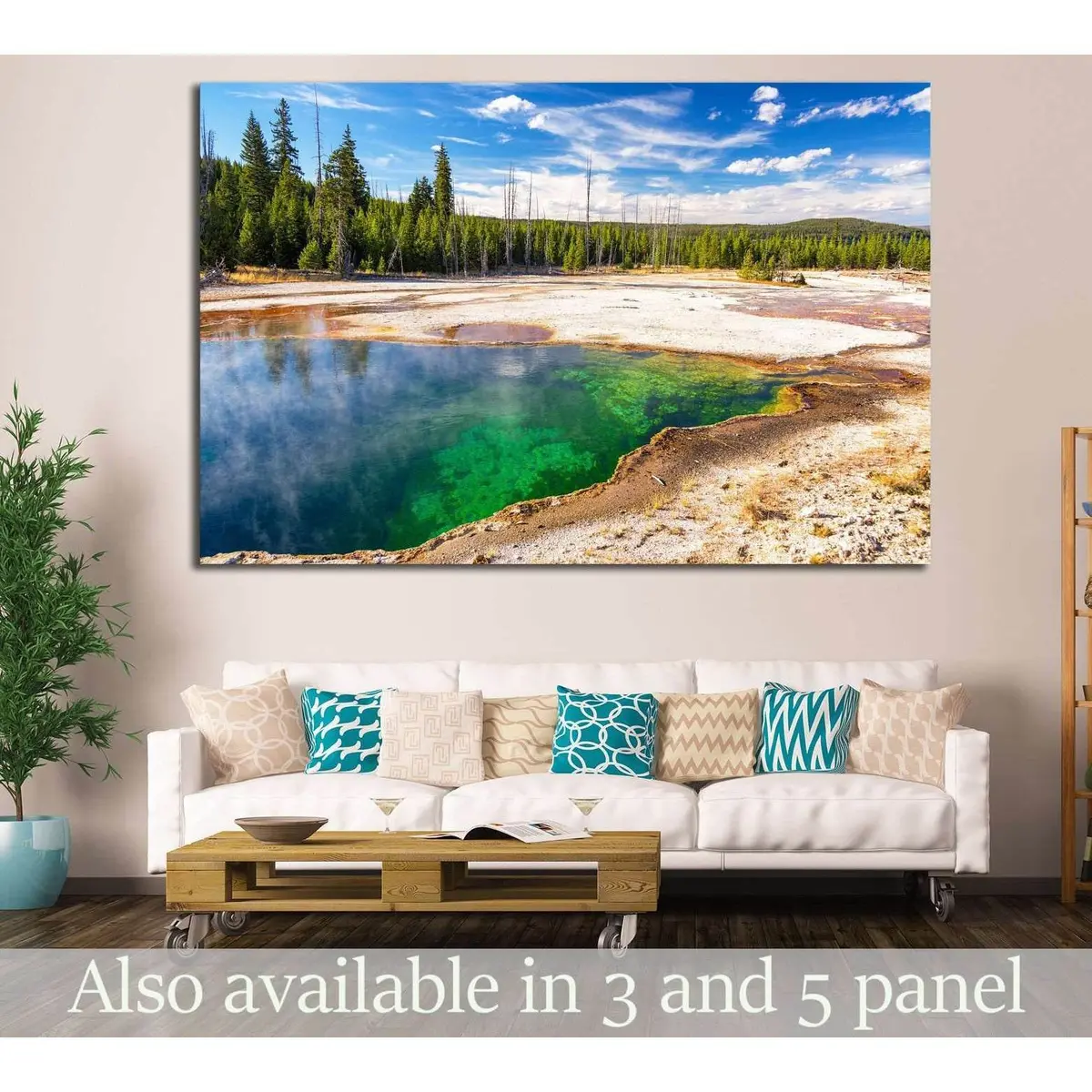 Colorful Abyss Pool In The West Thumb Geyser Basin In Yellowstone National Park №2004 Ready To Hang Canvas Print 1