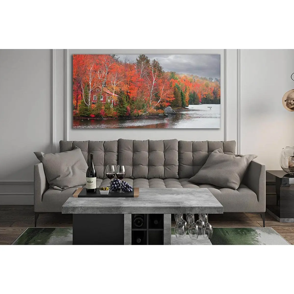 Colorful Autumn Trees By The Lake №Sl659 Ready To Hang Canvas Print 2