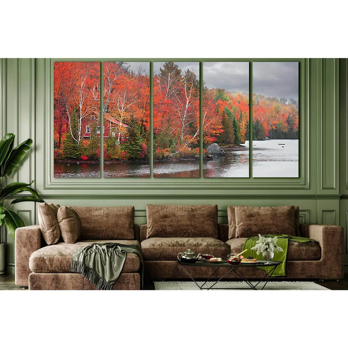 Vibrant Fall Landscape Canvas Art – Lake Scene with Autumn Trees (SL659) - Image 3
