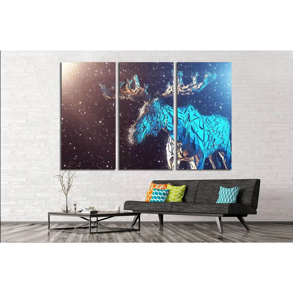 Colorful Deer. Background With Wild Animal. Low Poly Deer With Horns. №2549 Ready To Hang Canvas Print 5