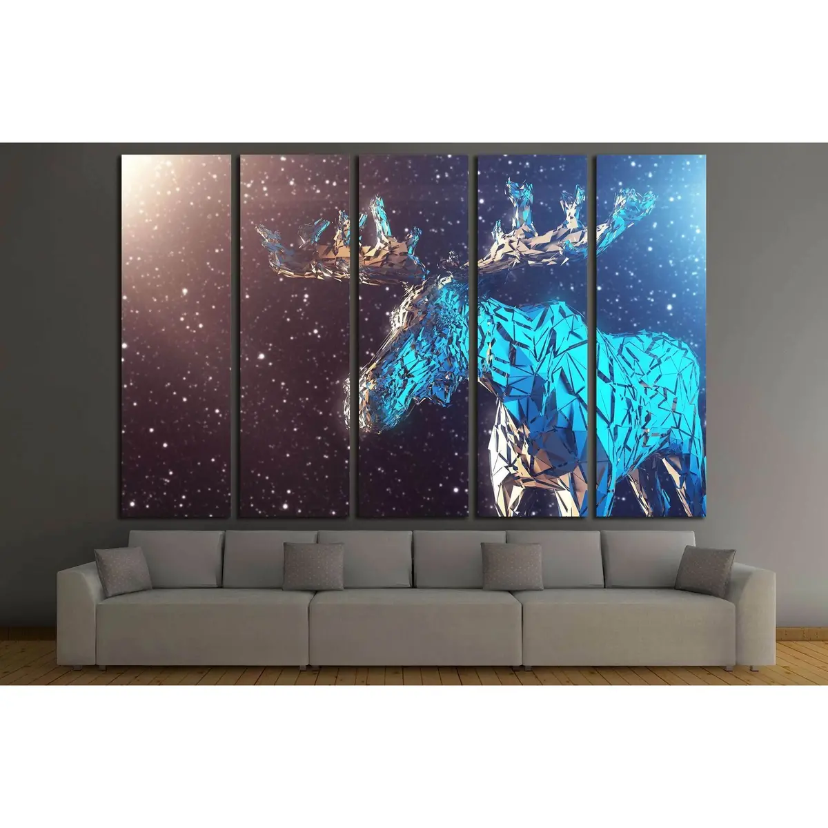 Vibrant Low-Poly Deer Canvas Print — Ready-to-Hang Wildlife Wall Art with Antlers - Image 3