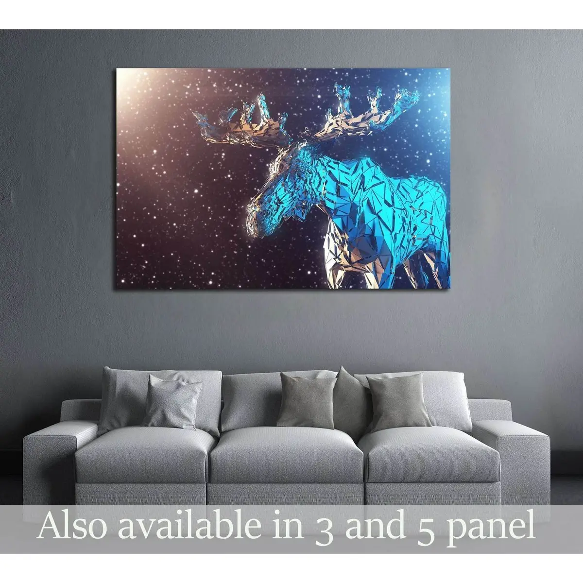 Colorful Deer. Background With Wild Animal. Low Poly Deer With Horns. №2549 Ready To Hang Canvas Print 1
