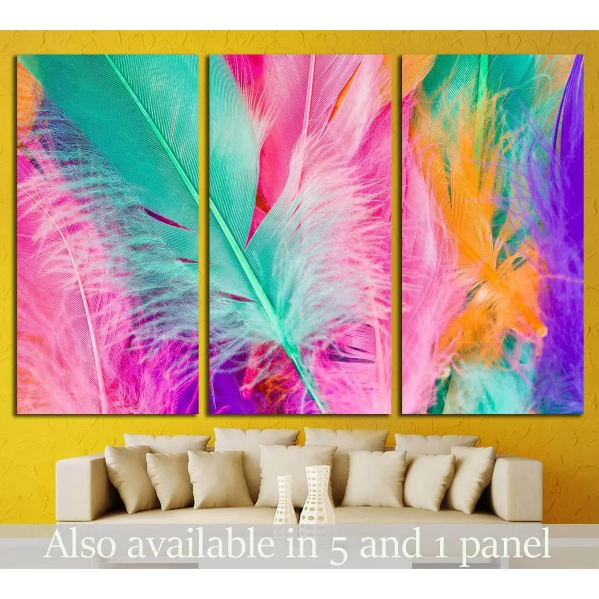 Colorful Feather Close Up Shot №1333 Ready To Hang Canvas Print 5