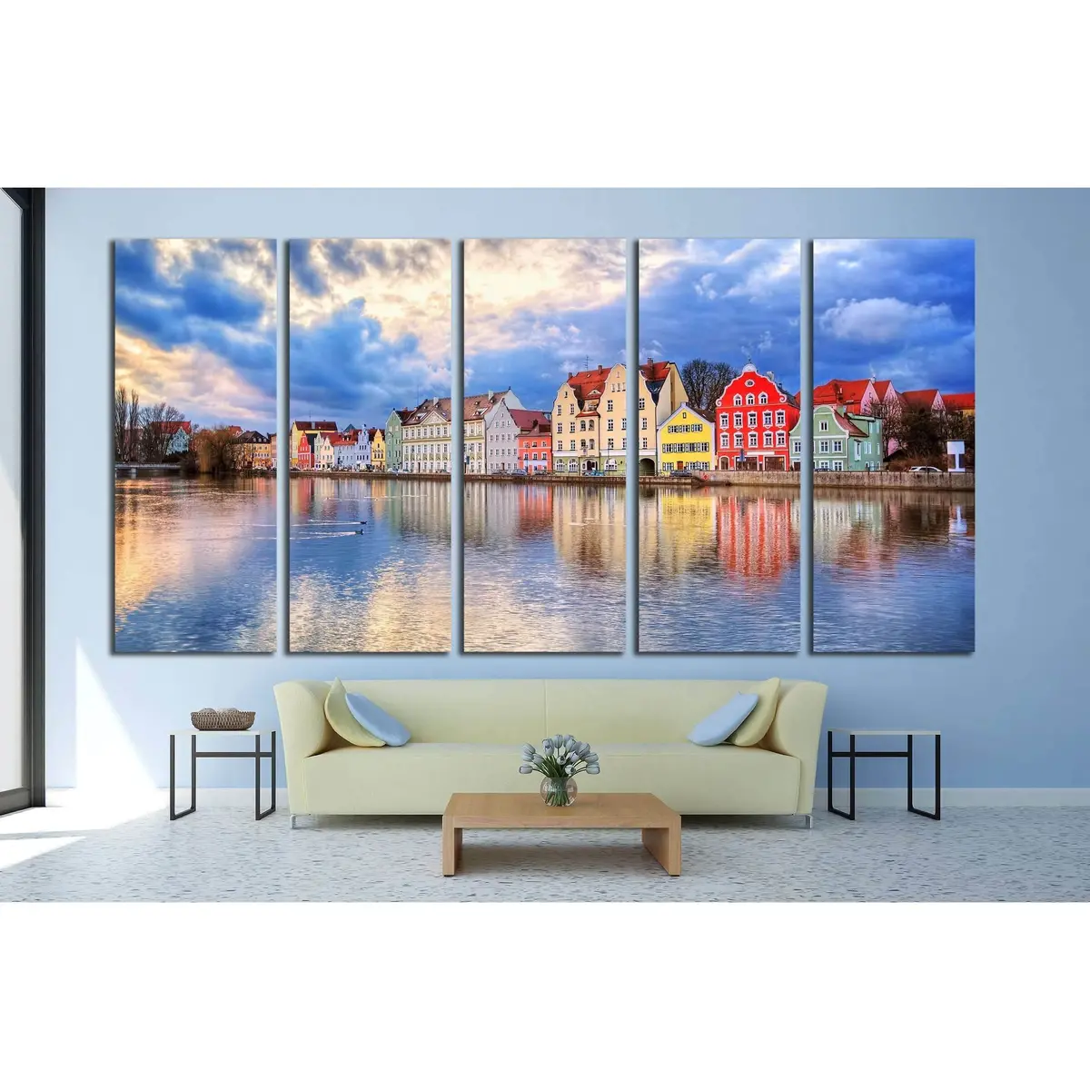 Vibrant Historic Houses Along the Isar River in Landshut — Gothic Town Near Munich, Germany | Ready-to-Hang Canvas Art - Image 3