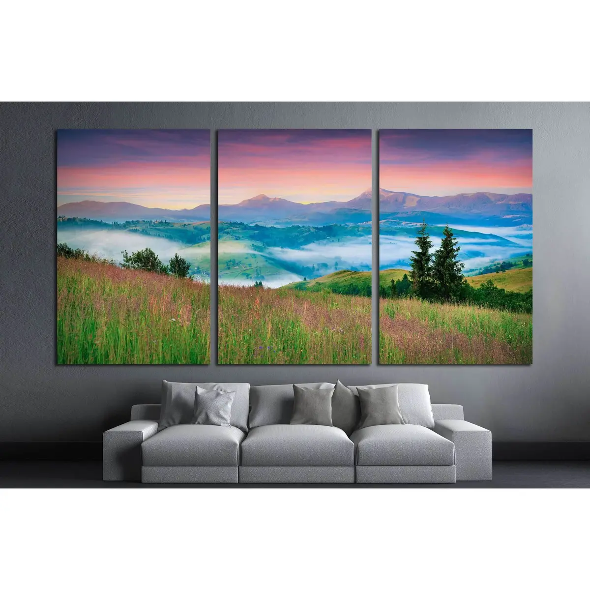Colorful Morning Panorama Of The Carpathian Mountains №2931 Ready To Hang Canvas Print 5