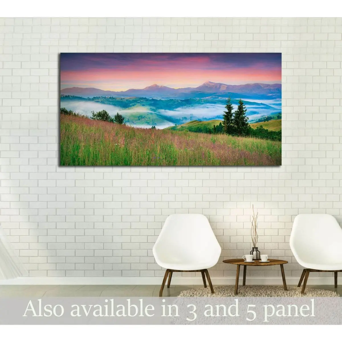 Colorful Morning Panorama Of The Carpathian Mountains №2931 Ready To Hang Canvas Print 1
