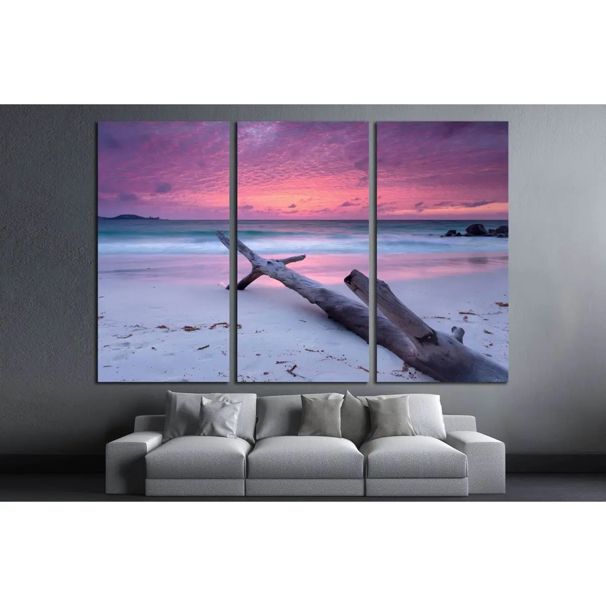Colorful Romantic Sundown On Tropical Beach At Seychelles Island №2513 Ready To Hang Canvas Print 5