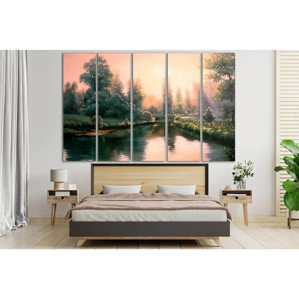 Vibrant Summer Forest & River Canvas Art №SL575 – Premium Ready-to-Hang Wall Decor