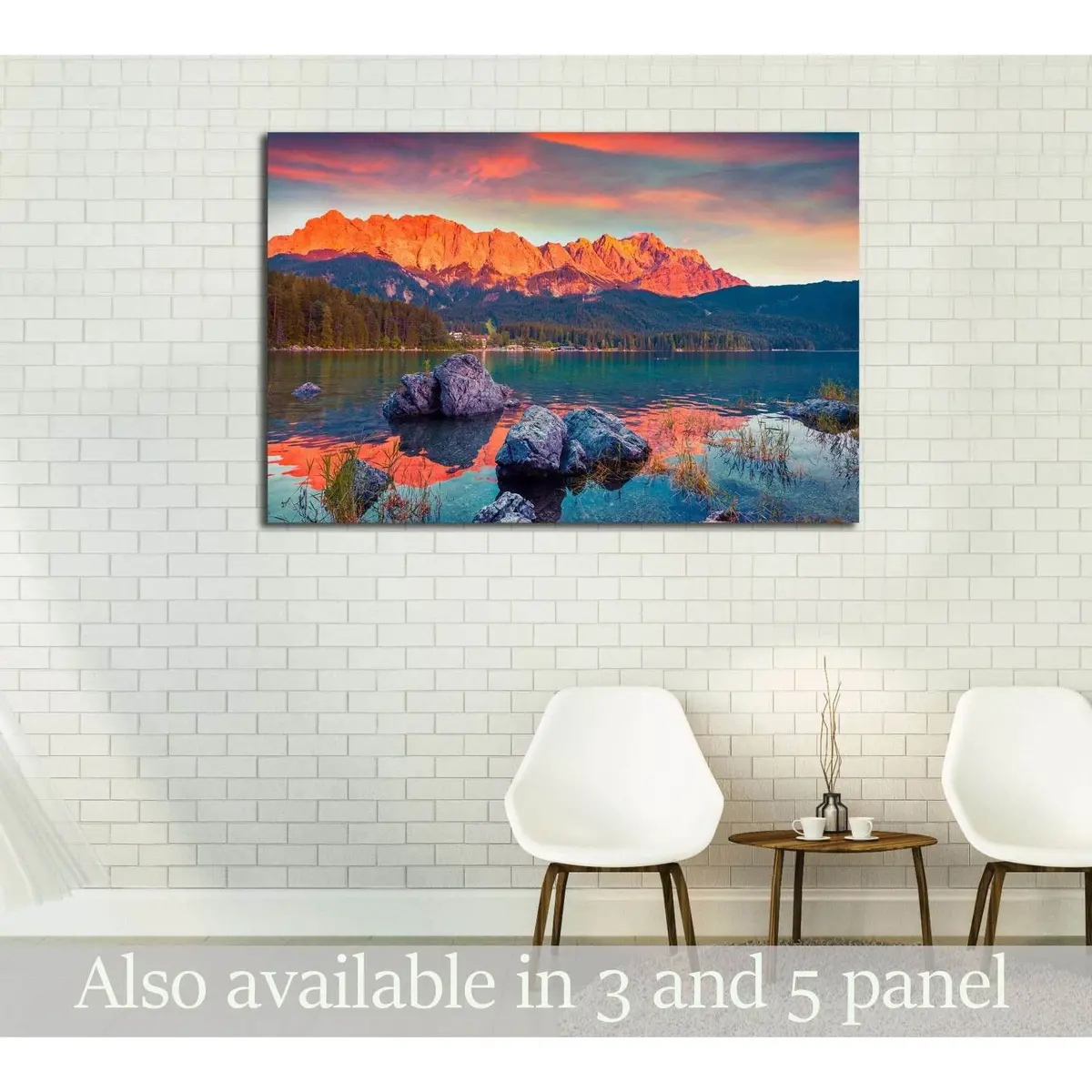 Colorful Summer Scene On The Eibsee Lake In German Alps №3099 Ready To Hang Canvas Print 1