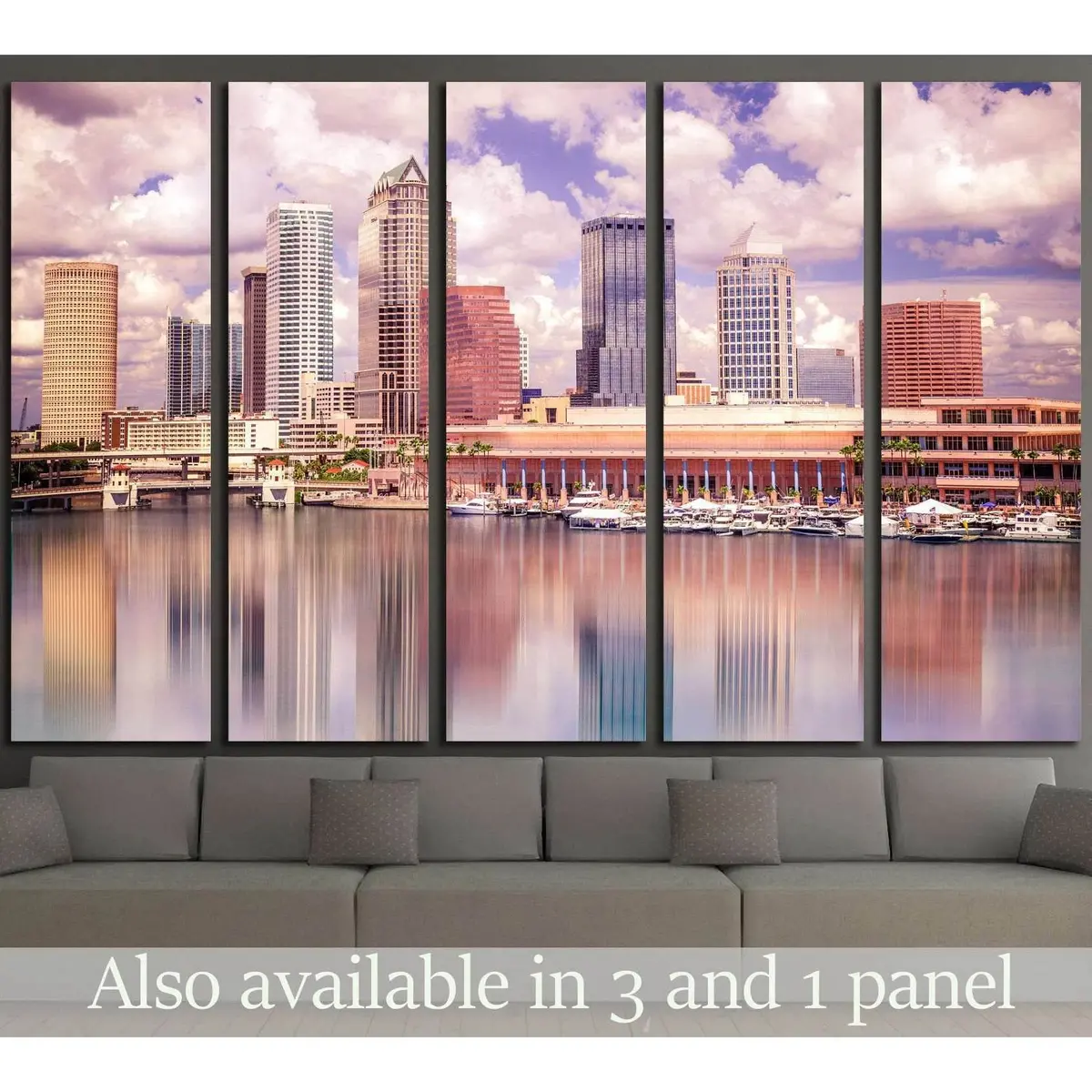 Vibrant Tampa Skyline Canvas Art Featuring Bay View
