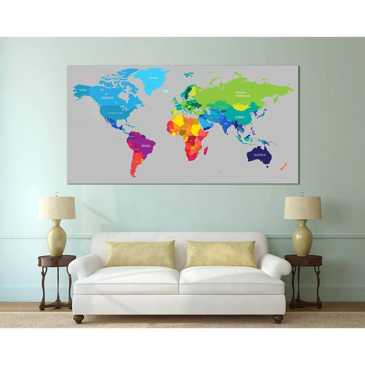 Colorful World Map №113 Ready To Hang Canvas Print 2