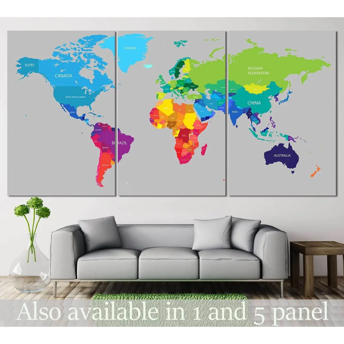 Colorful World Map №113 Ready To Hang Canvas Print 5