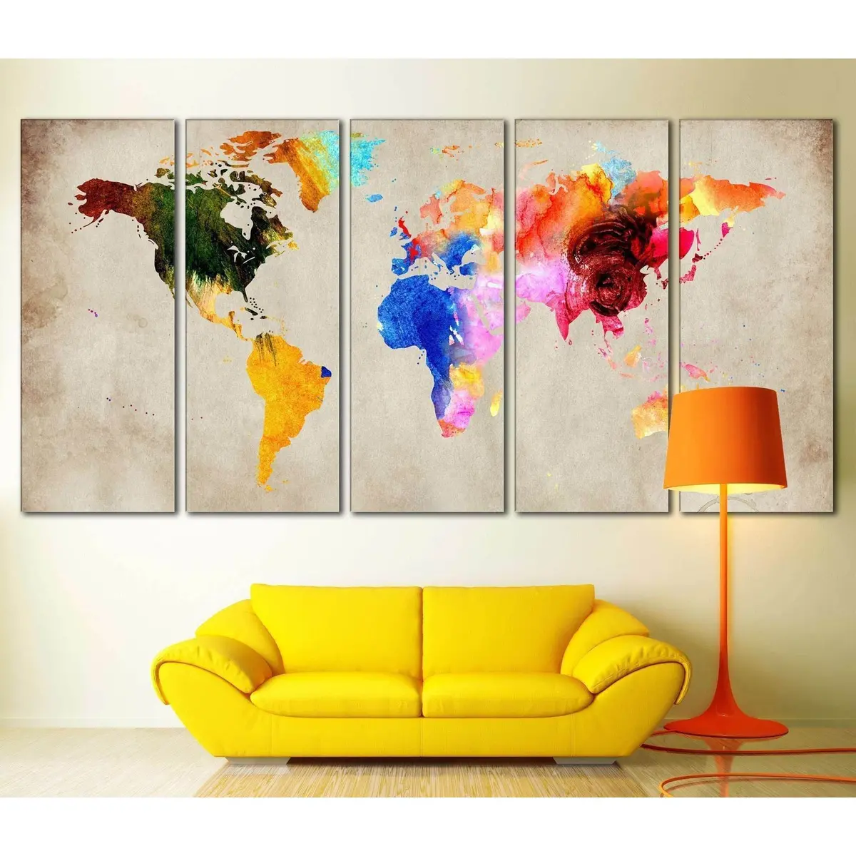 Colorful World Map №870 Ready To Hang Canvas Print 3