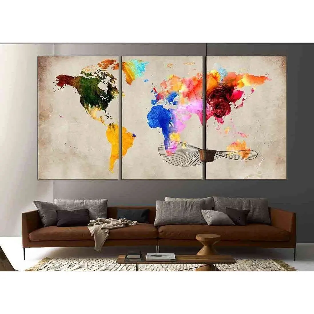Colorful World Map №870 Ready To Hang Canvas Print 5