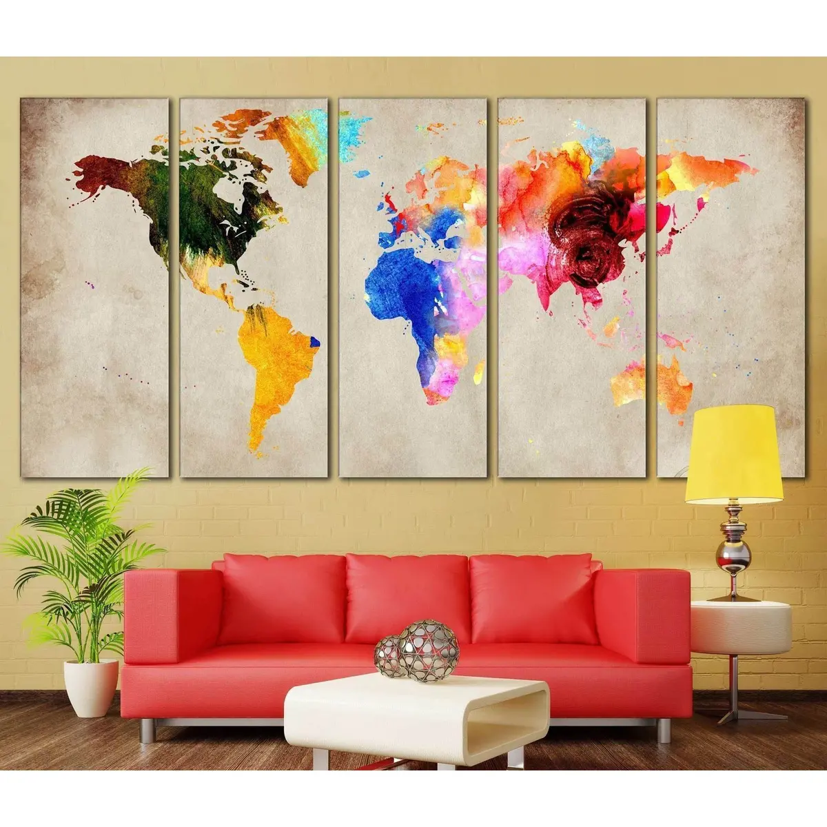 Colorful World Map №870 Ready To Hang Canvas Print 4