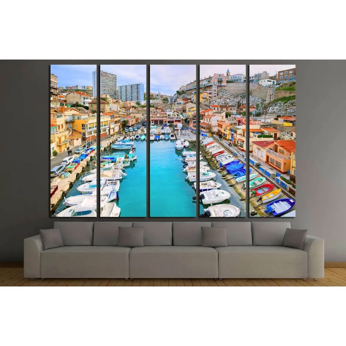 Vibrant Marseille Harbour Canvas Art Print – Ready to Hang - Image 3