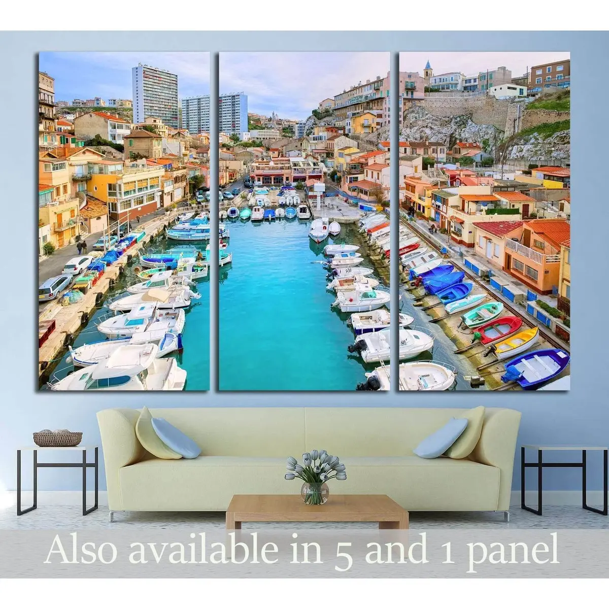 Colorful Yacht Harbour In Old City Of Marseilles, France №2598 Ready To Hang Canvas Print 5