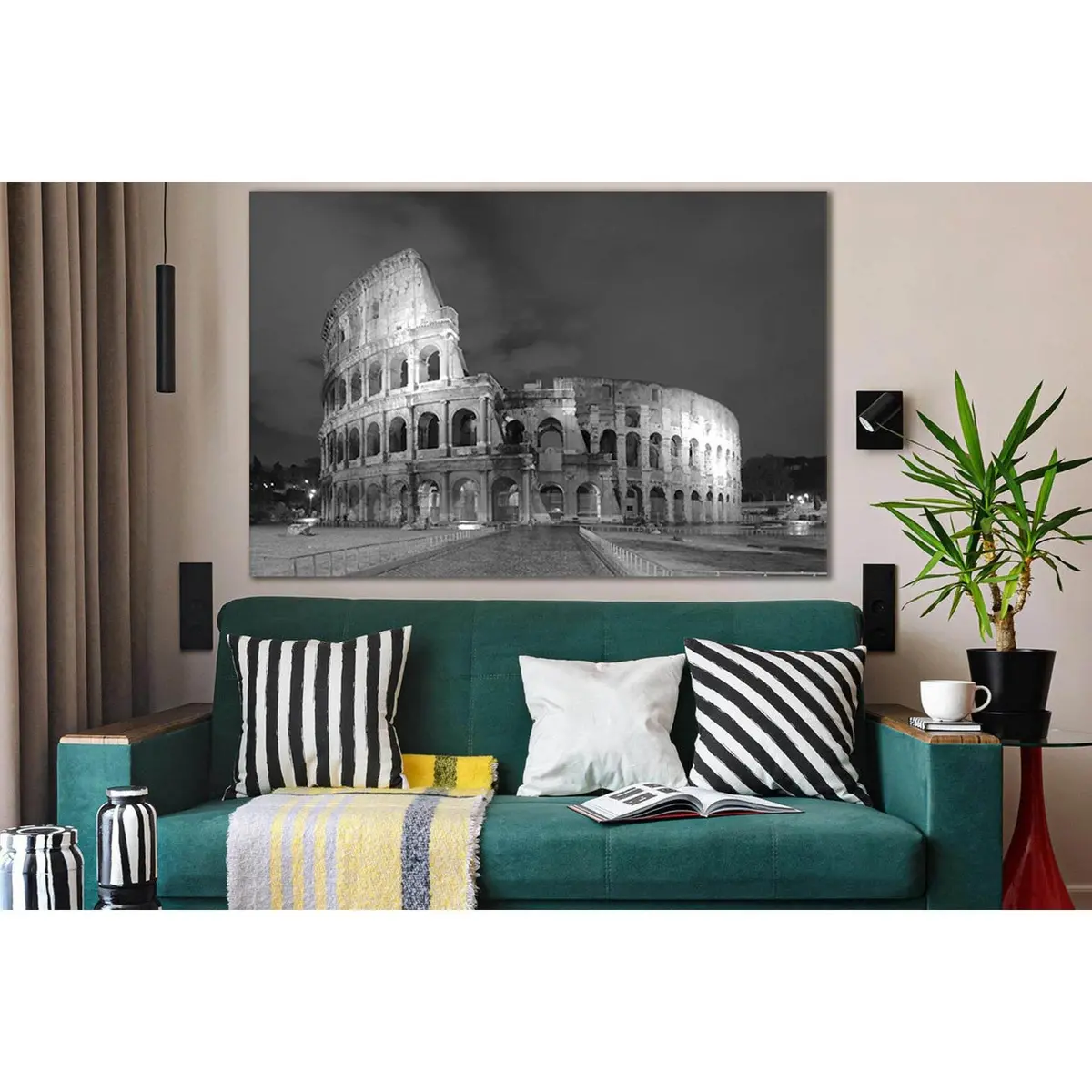 Colosseum Night Rome Black And White №Sl834 Ready To Hang Canvas Print 1