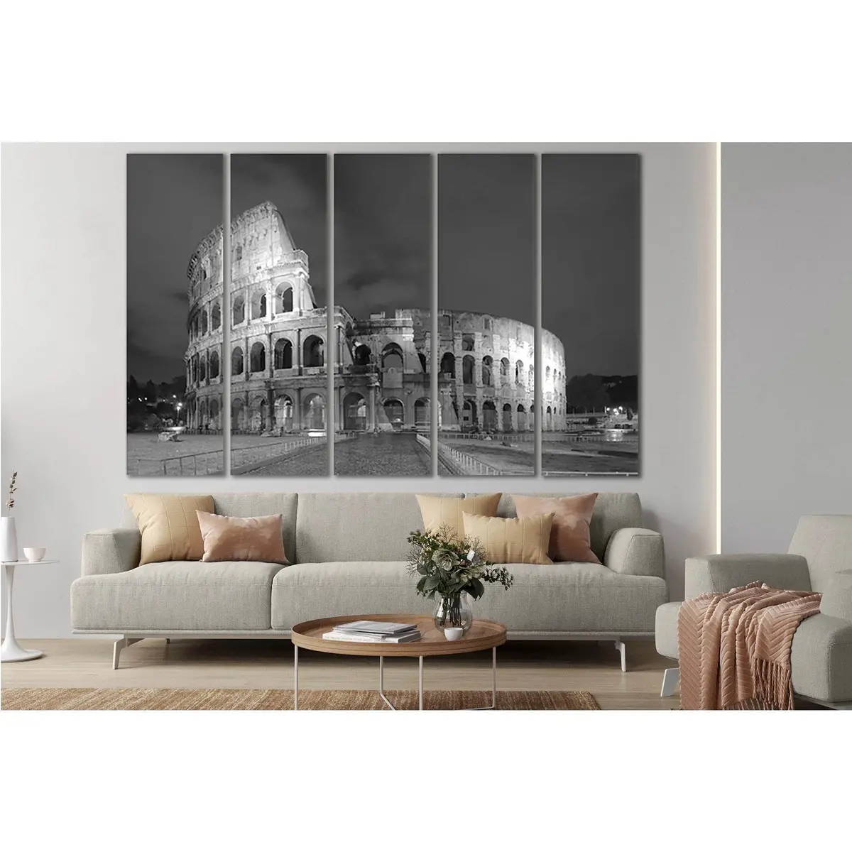Monochrome Colosseum at Night Canvas Print – Ready-to-Hang Rome Wall Art, Style SL834 - Image 3