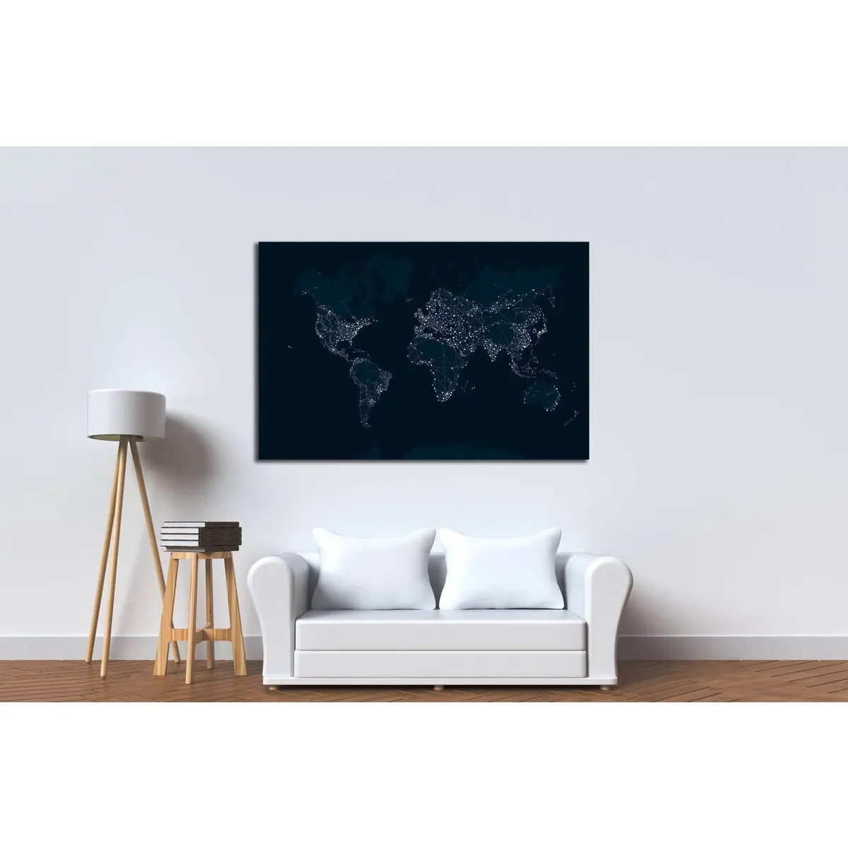 Communications Network Map Of The World №1931 Ready To Hang Canvas Print 3