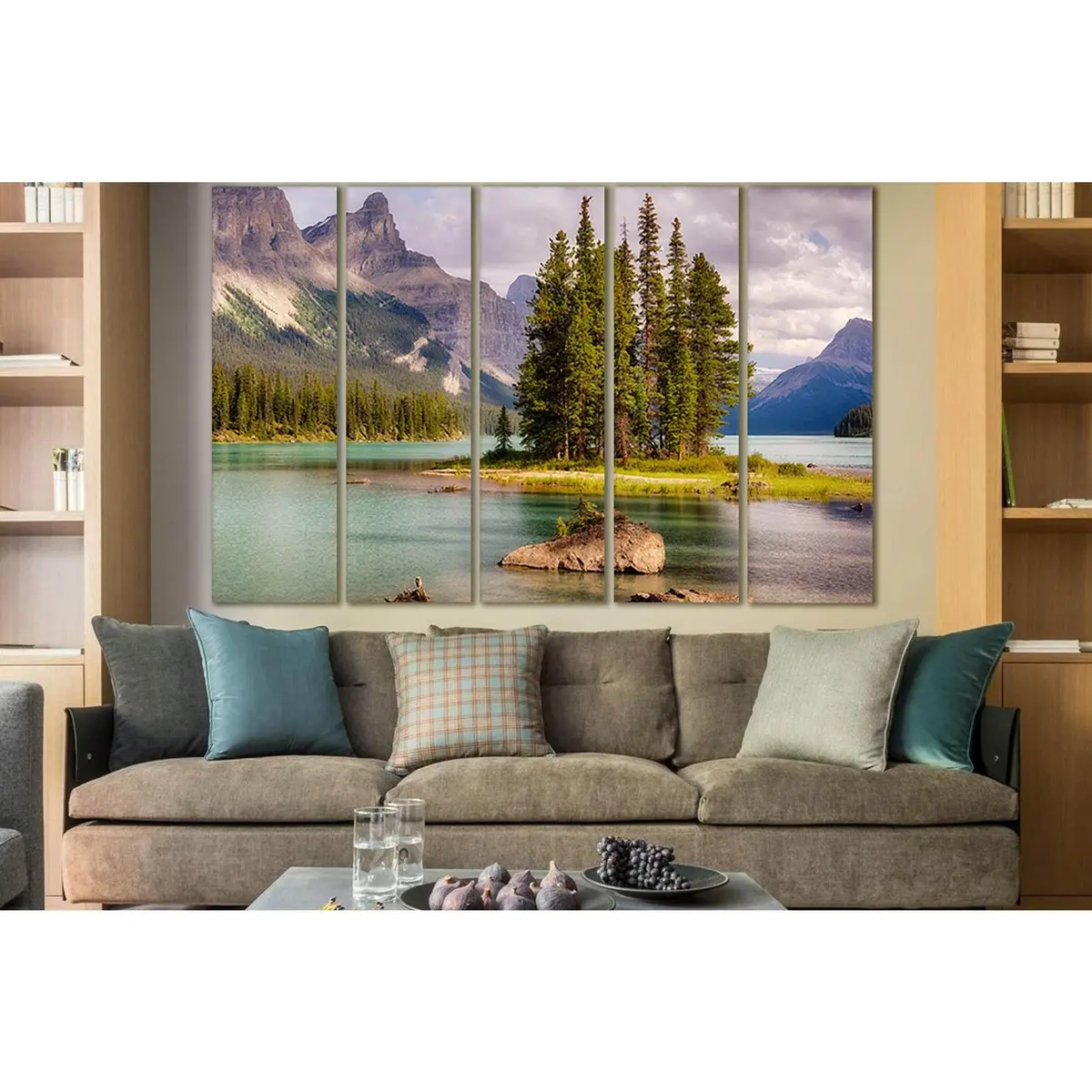Scenic River Landscape Featuring Conifers and Rocky Terrain – SL1060 Ready-to-Hang Canvas Print