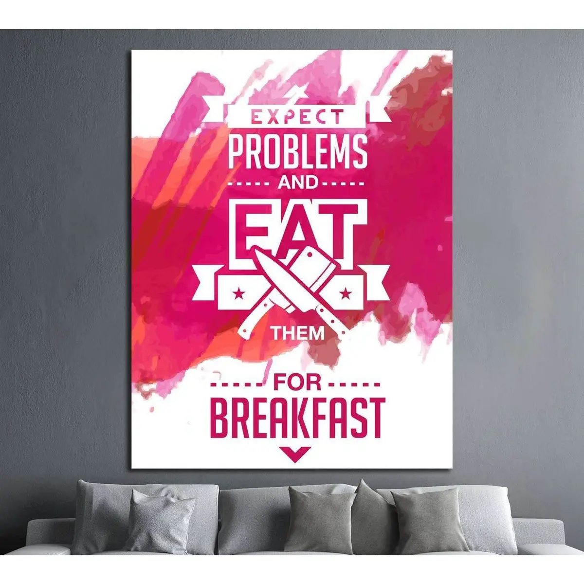Copy Of Vintage Canvas With Motivation Quote On Red Pink Abstract Watercolor Background №4558 Ready To Hang Canvas Print 1