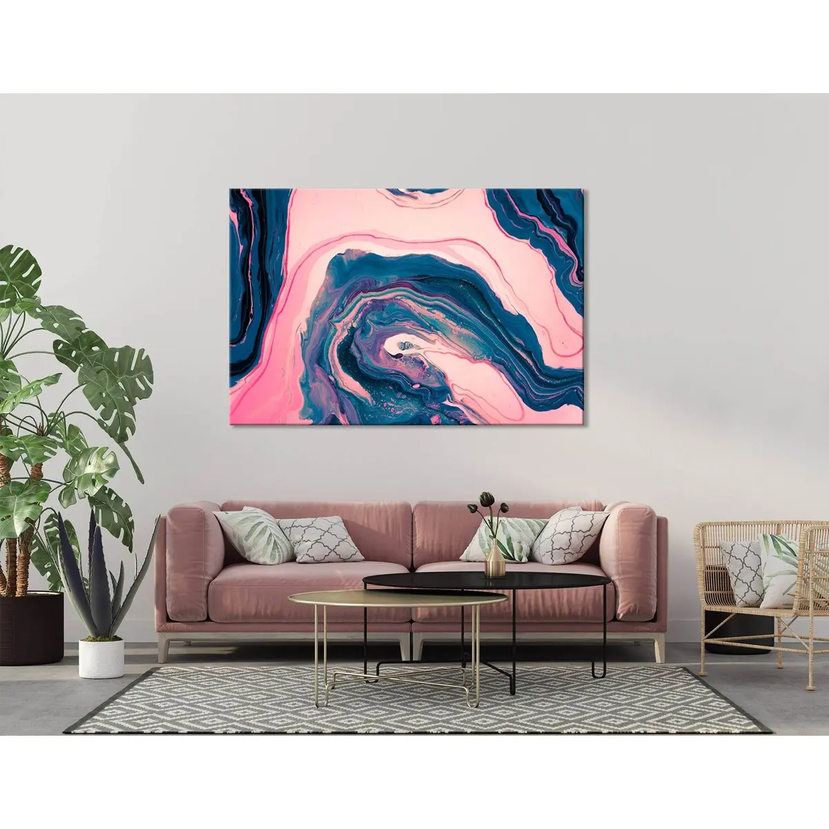 Crimson And Blue Abstract №04349 Ready To Hang Canvas Print 3