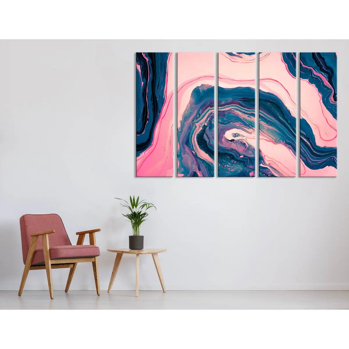Crimson and Blue Abstract Canvas Art Print №04349 – Pre-Stretched, Ready-to-Hang Wall Decor