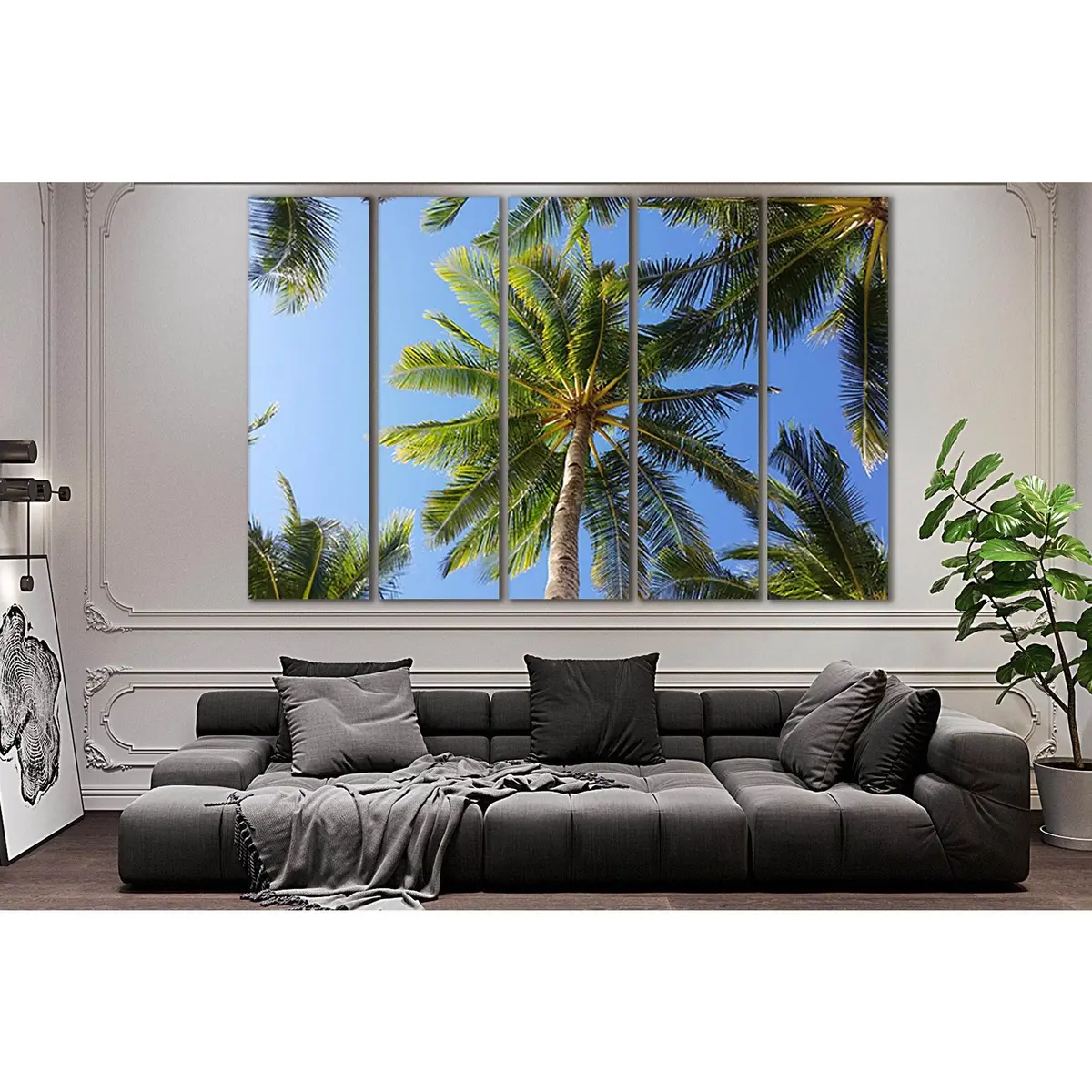 Crown Palm Against Azure Sky Canvas Wall Art – SL513, Ready-to-Hang Decor - Image 3