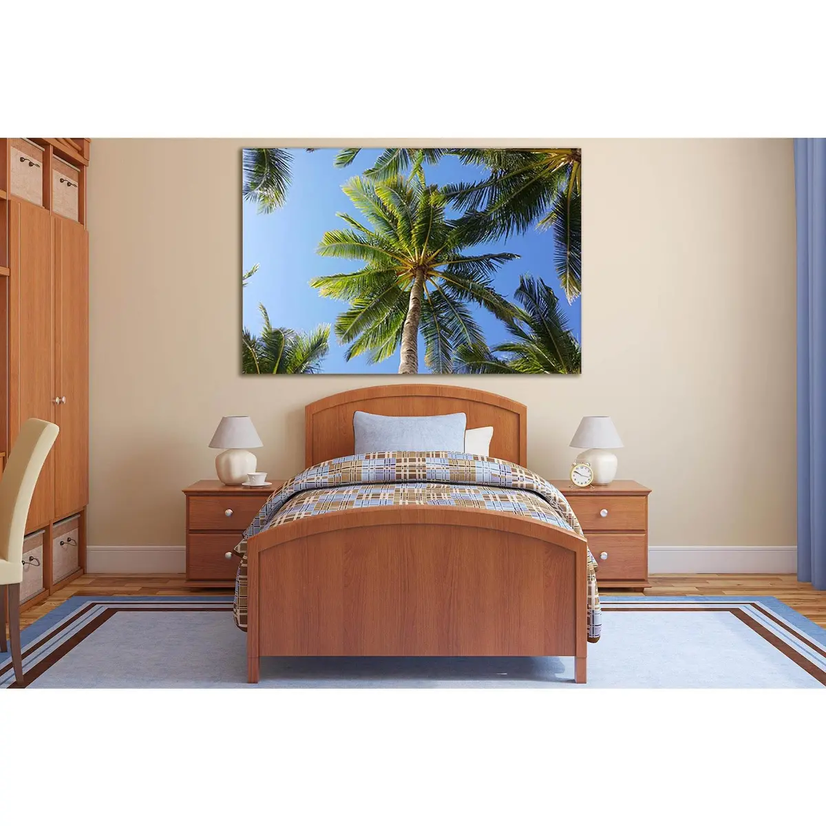 Crown Palm Under Blue Sky №Sl513 Ready To Hang Canvas Print 1