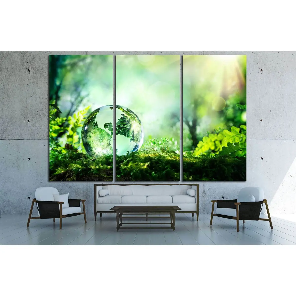 Crystal Globe Resting On Moss In A Forest - Environment Concept №2546 Ready To Hang Canvas Print 5