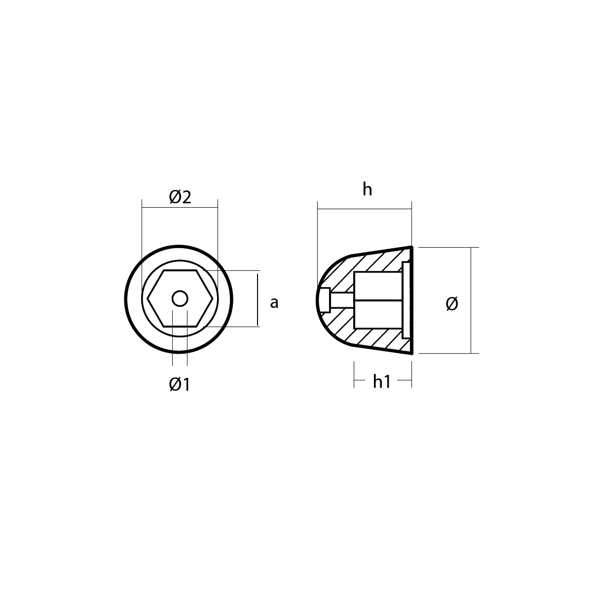 Bowthruster Anode Propeller Nut Ø60 Thruster 12 1