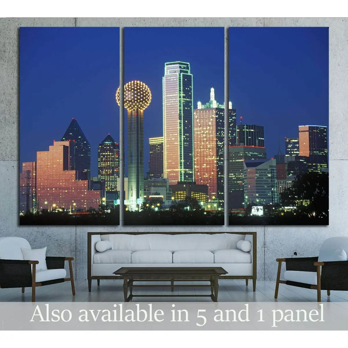 Dallas, Tx Skyline At Night №2153 Ready To Hang Canvas Print 5