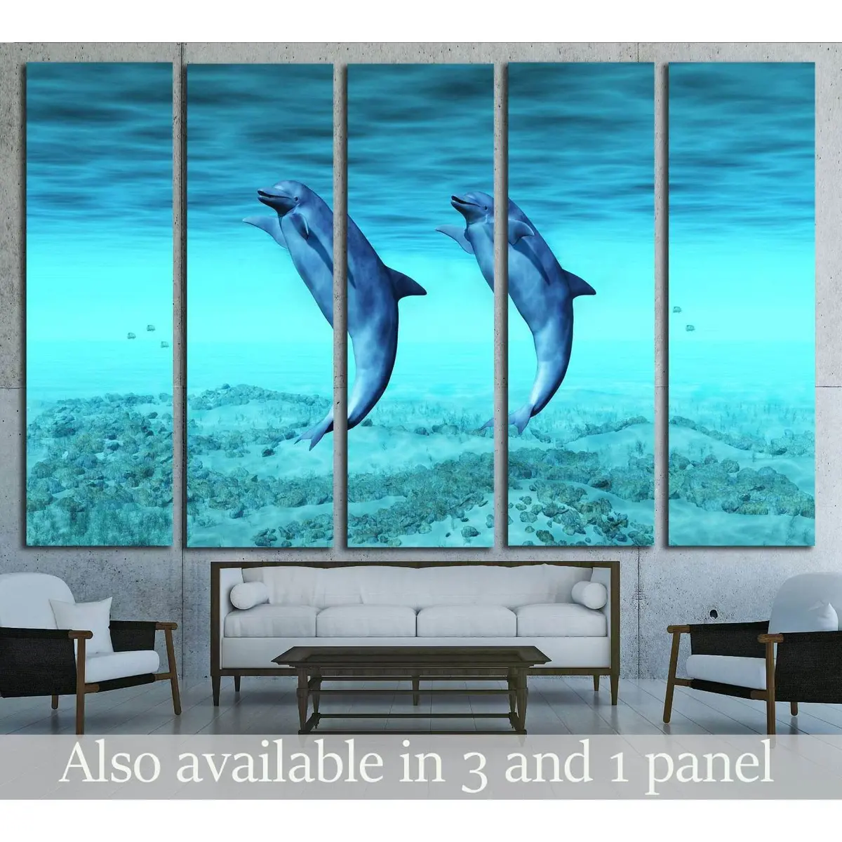 Dancing Dolphins Canvas Wall Art – Ready-to-Hang Print #2335