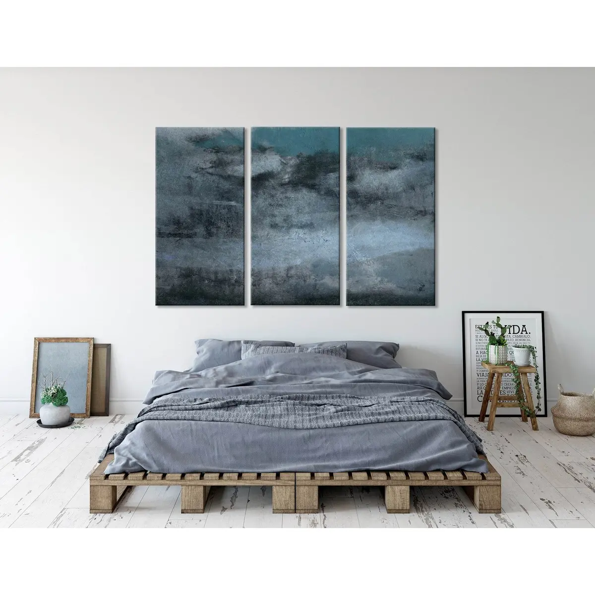 Dark Blue Abstract №04375 Ready To Hang Canvas Print 5
