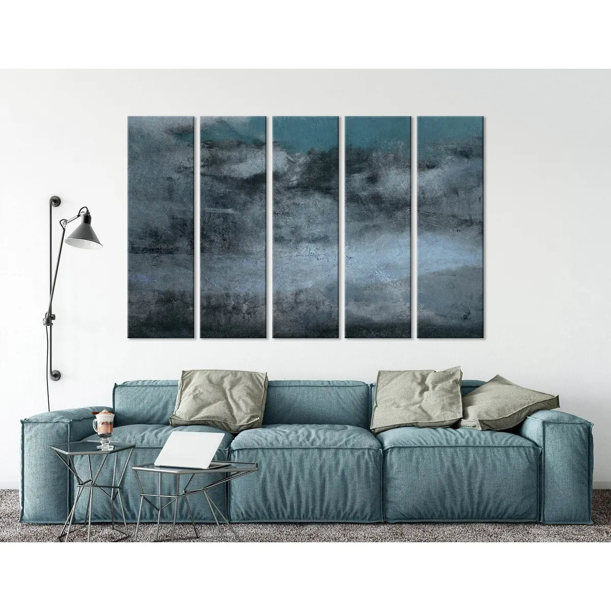 Premium Dark Blue Abstract Canvas Art Print №04375 – Ready-to-Hang Wall Decor
