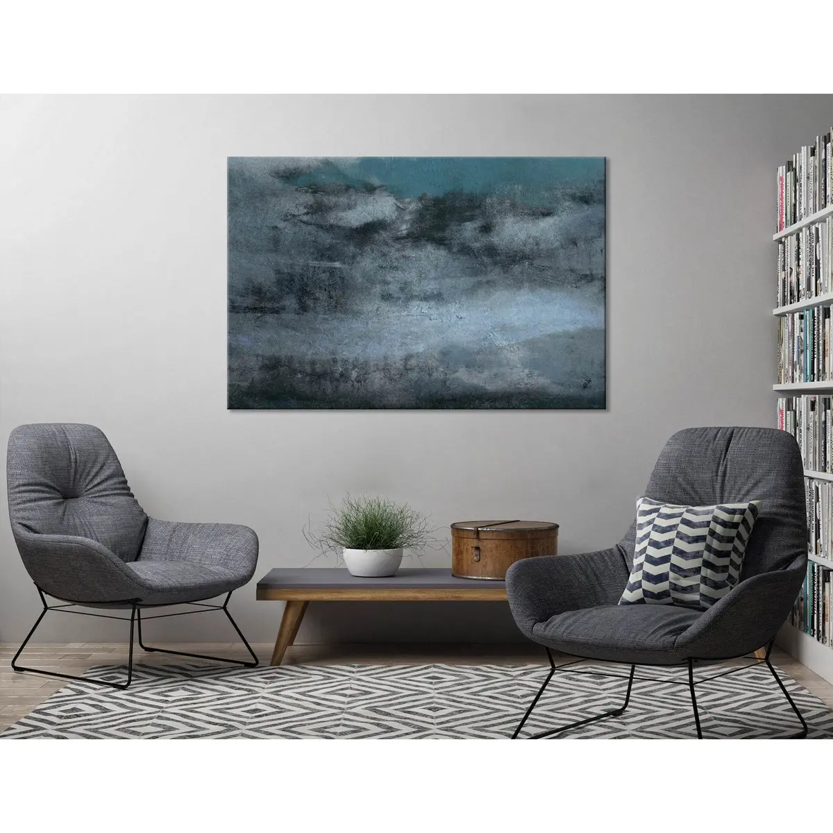 Dark Blue Abstract №04375 Ready To Hang Canvas Print 3