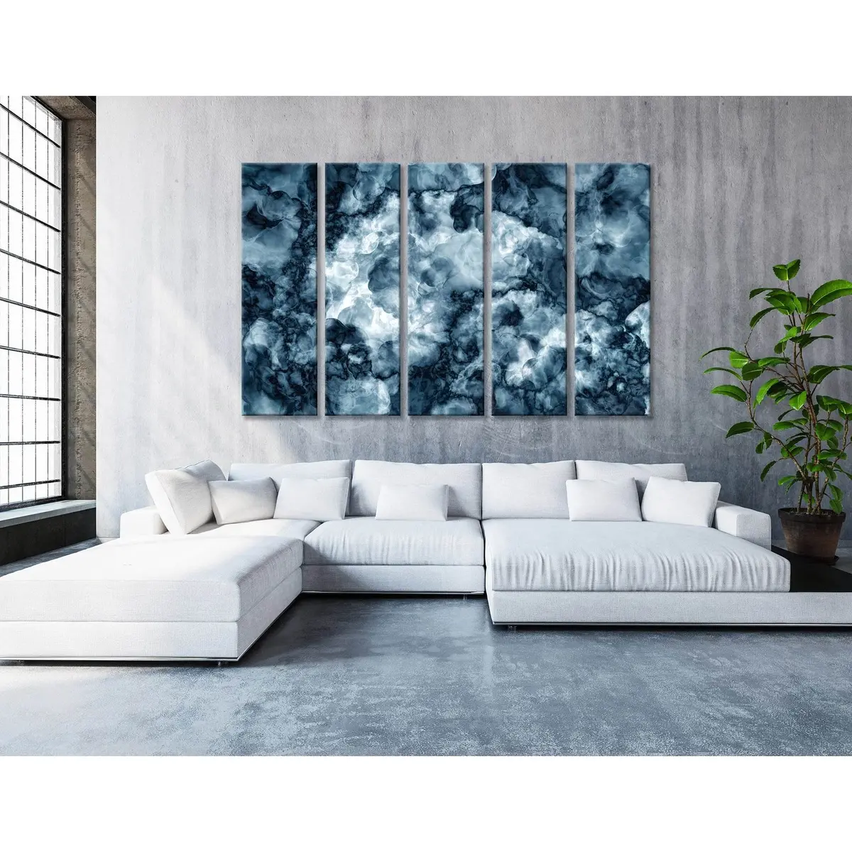 Premium Dark Blue Abstract Canvas Art Print #04379 – Ready-to-Hang Wall Decor - Image 3