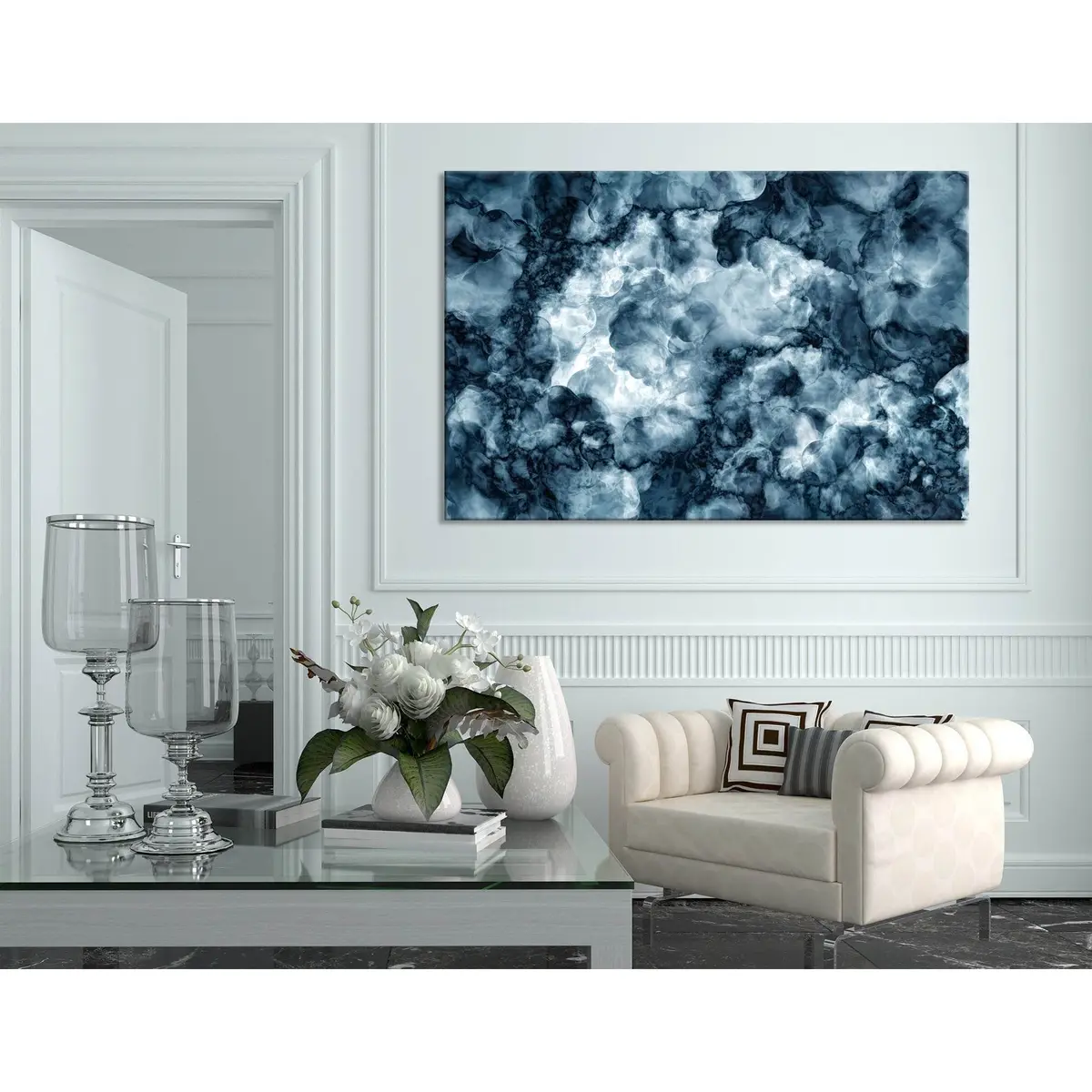 Dark Blue Abstract №04379 Ready To Hang Canvas Print 1