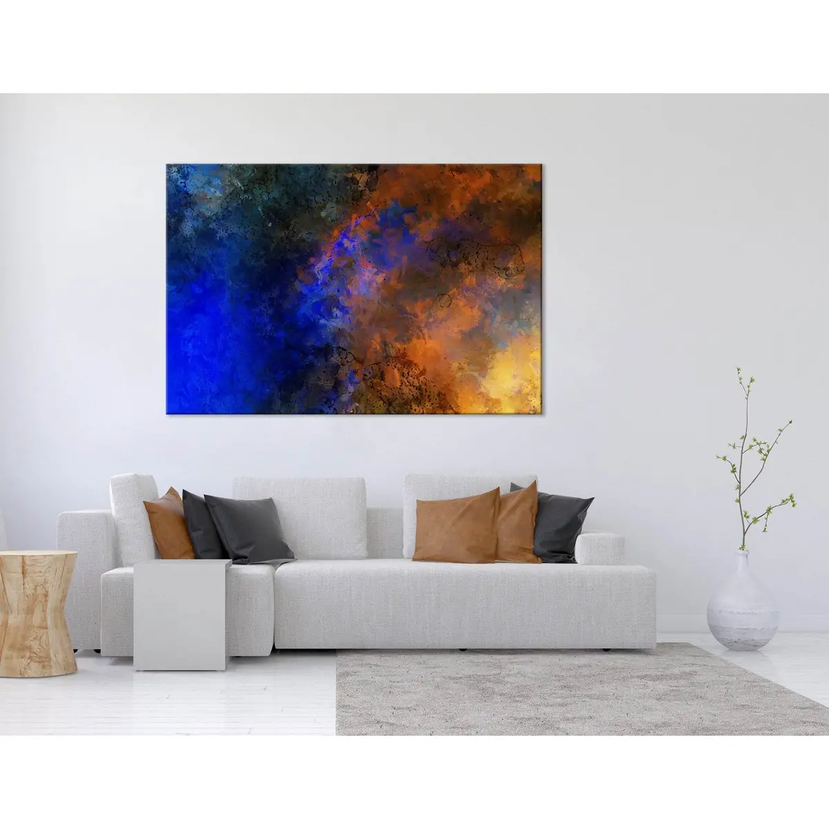 Dark Blue And Orange Abstract №04317 Ready To Hang Canvas Print 3