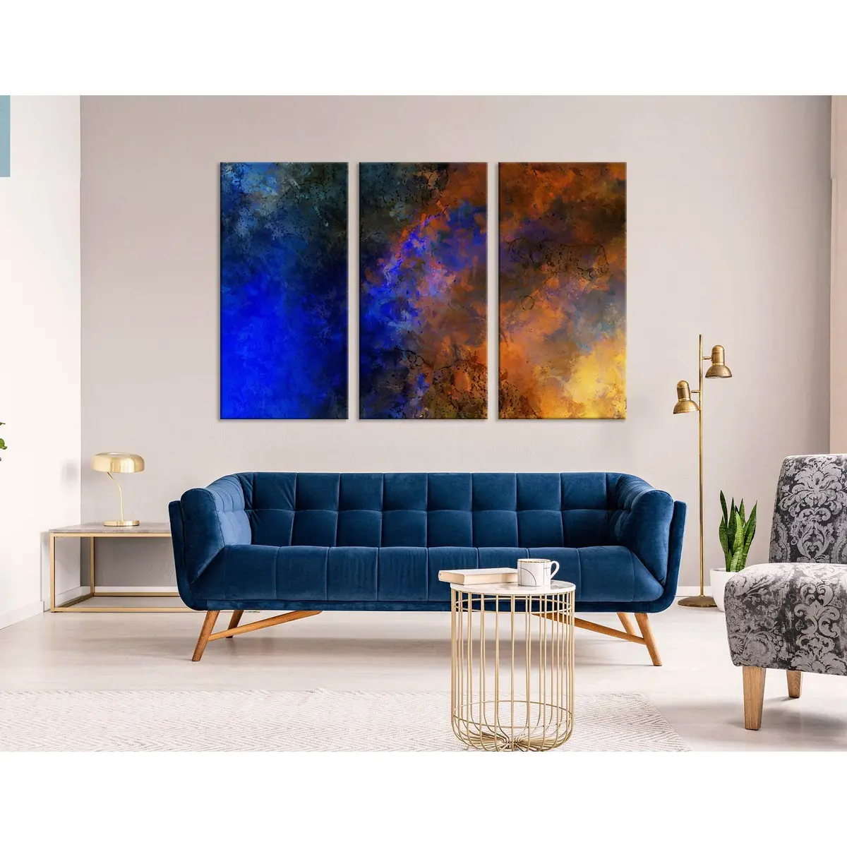 Dark Blue And Orange Abstract №04317 Ready To Hang Canvas Print 5