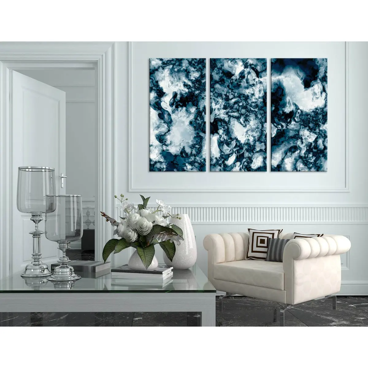 Dark Blue And White Abstract №04331 Ready To Hang Canvas Print 5