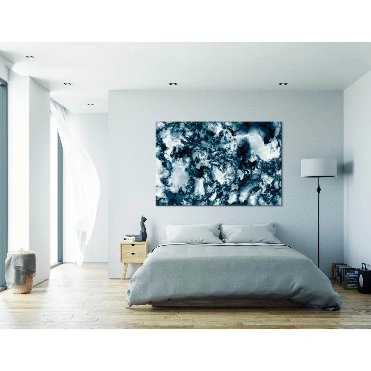 Dark Blue And White Abstract №04331 Ready To Hang Canvas Print 3
