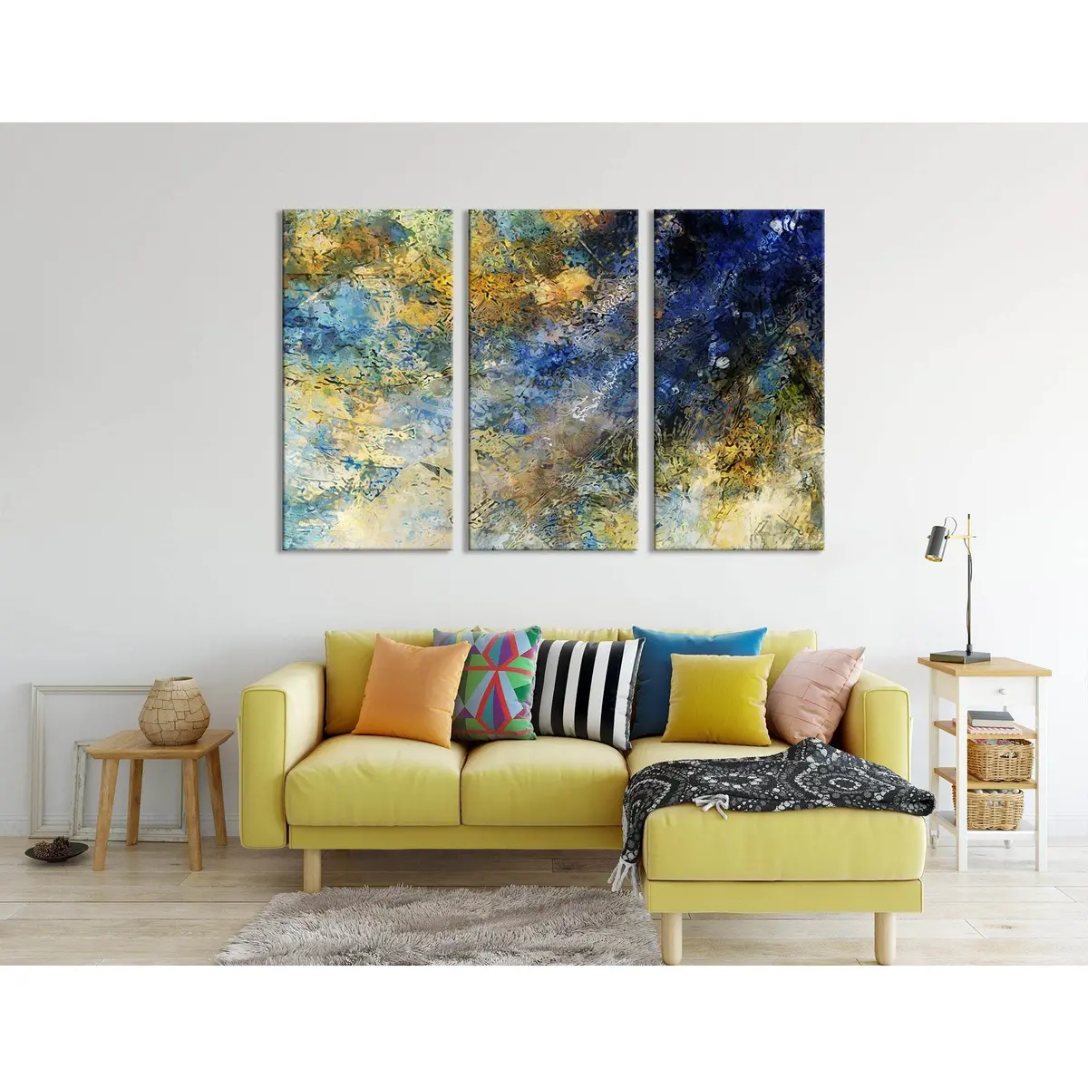 Dark Blue And Yellow Abstract №04346 Ready To Hang Canvas Print 5