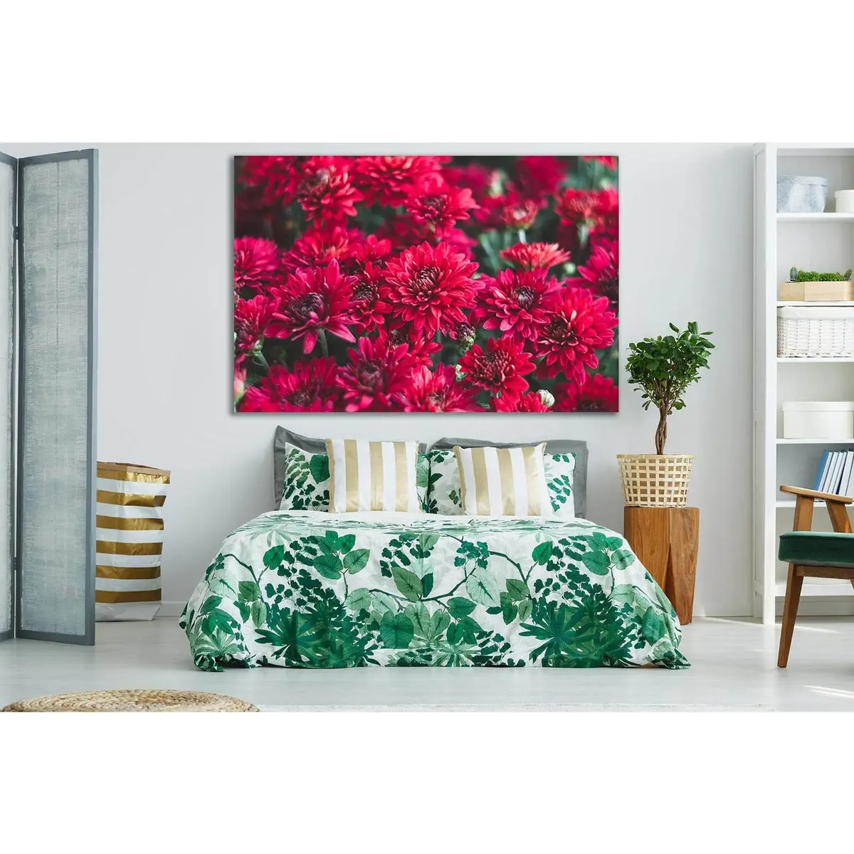 Dark Red Chrysanthemums №Sl672 Ready To Hang Canvas Print 1