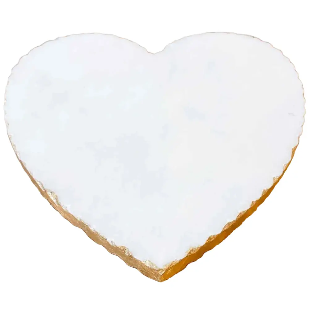 Royal Standard Heart-Shaped White Marble Serving Board - 8.5" X 9" 1