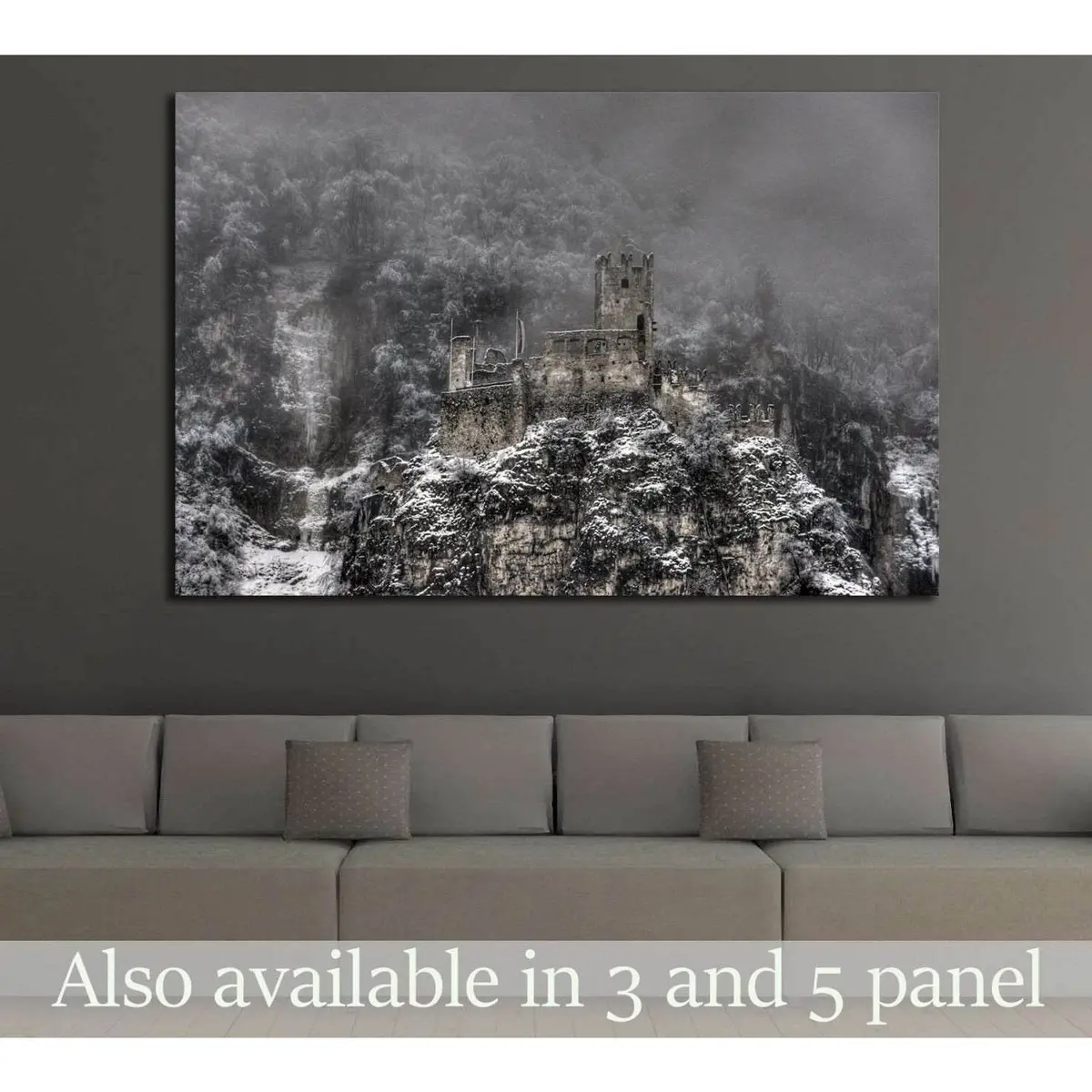 Decayed Castle With Clouds And Snow №1790 Ready To Hang Canvas Print 1