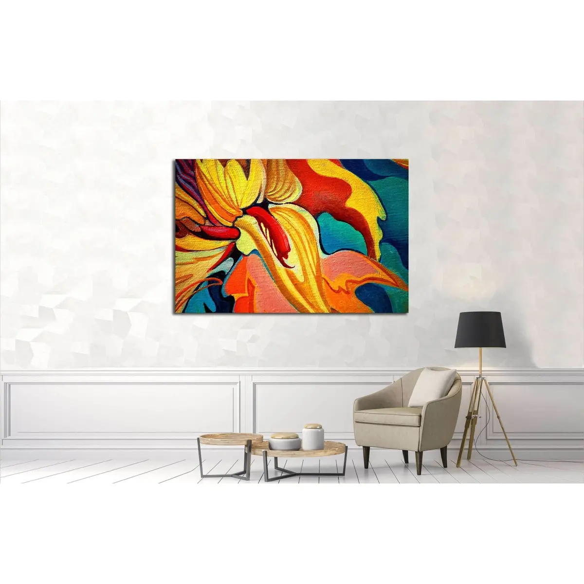 Decorative Flower Painting By Oil On Canvas, Illustration №2553 Ready To Hang Canvas Print 3