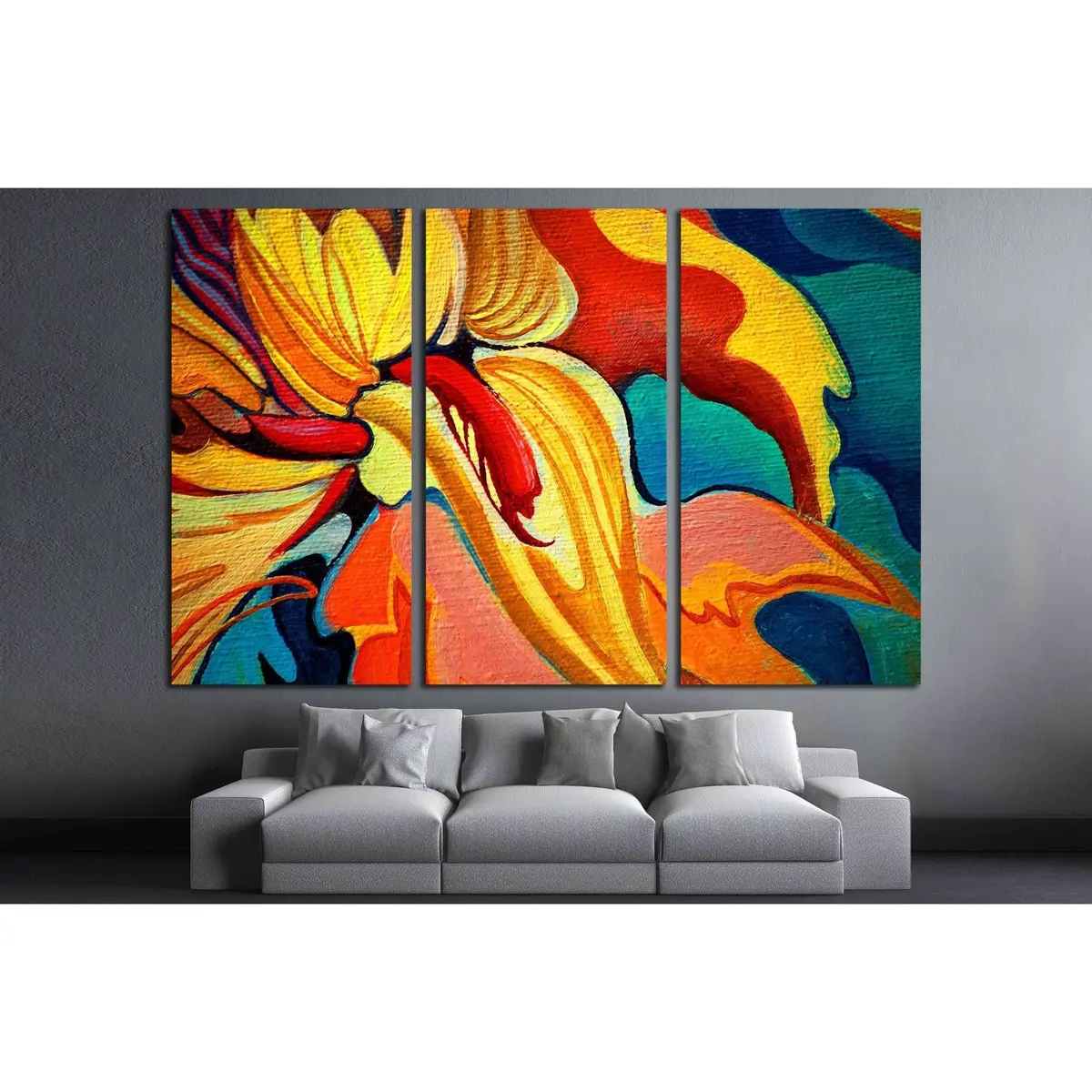 Decorative Flower Painting By Oil On Canvas, Illustration №2553 Ready To Hang Canvas Print 5