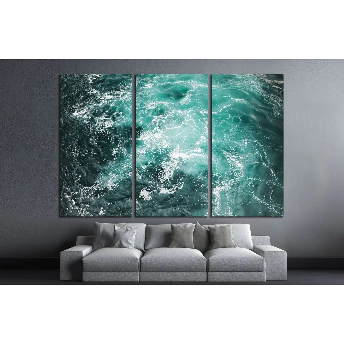 Deep Blue Stormy Sea Water Surface With White Foam №1404 Ready To Hang Canvas Print 5